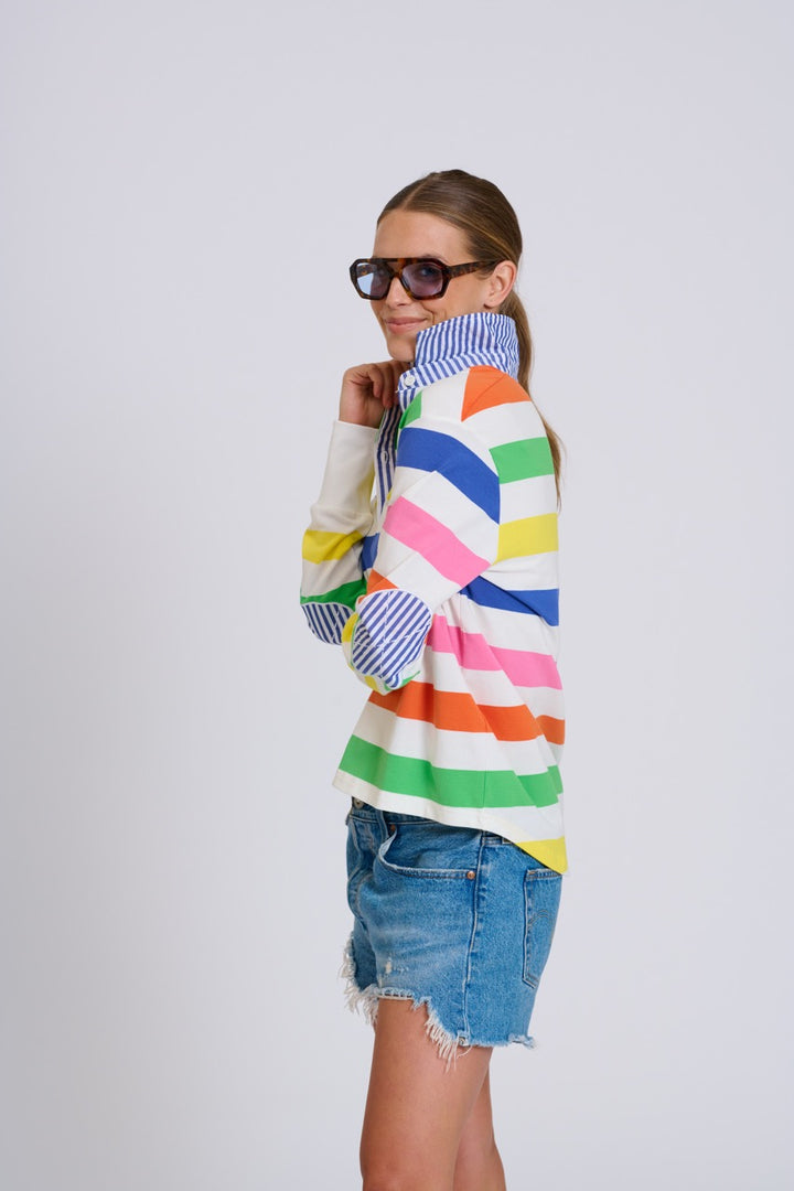 EST Summer Rugby Sweatshirt in Bright Stripe available at Barbara Katz