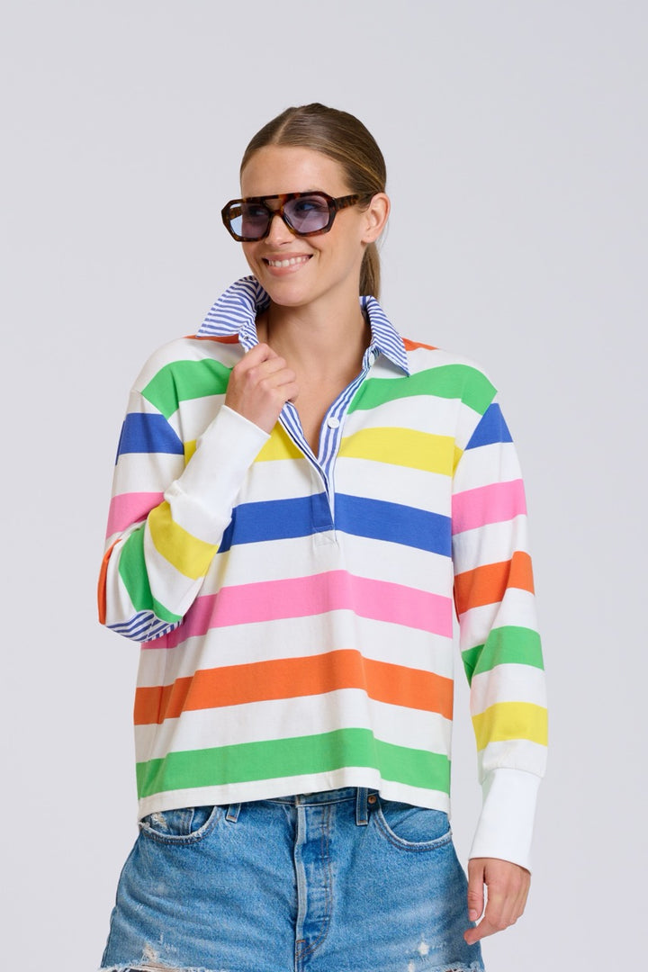 EST Summer Rugby Sweatshirt in Bright Stripe available at Barbara Katz