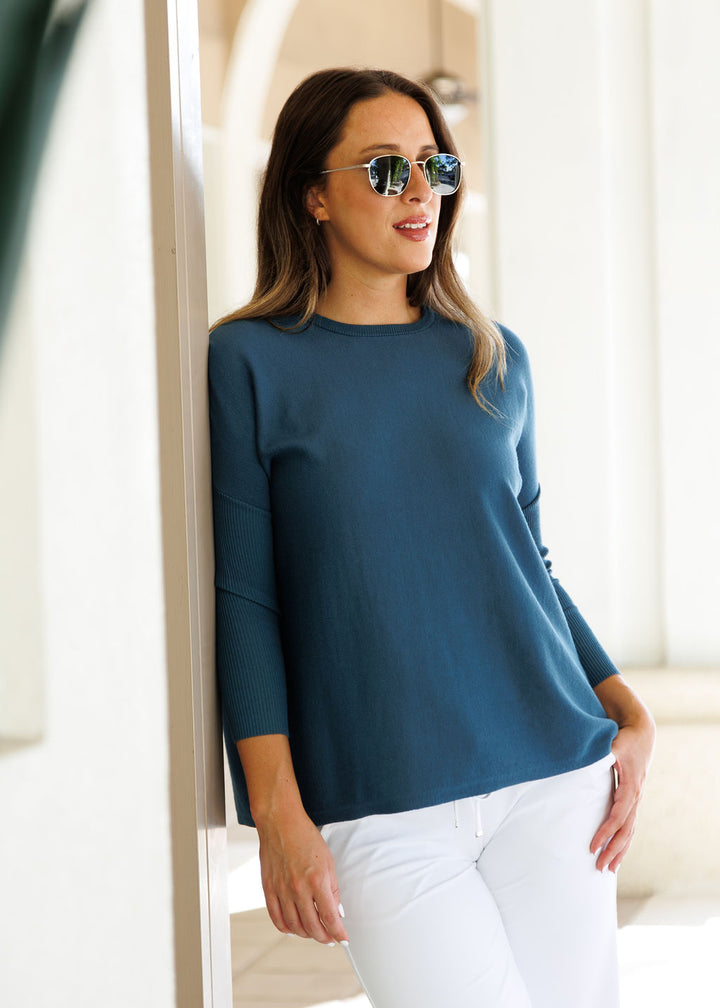 Bodie Boxy Crew Sweater - Atlantic Deep