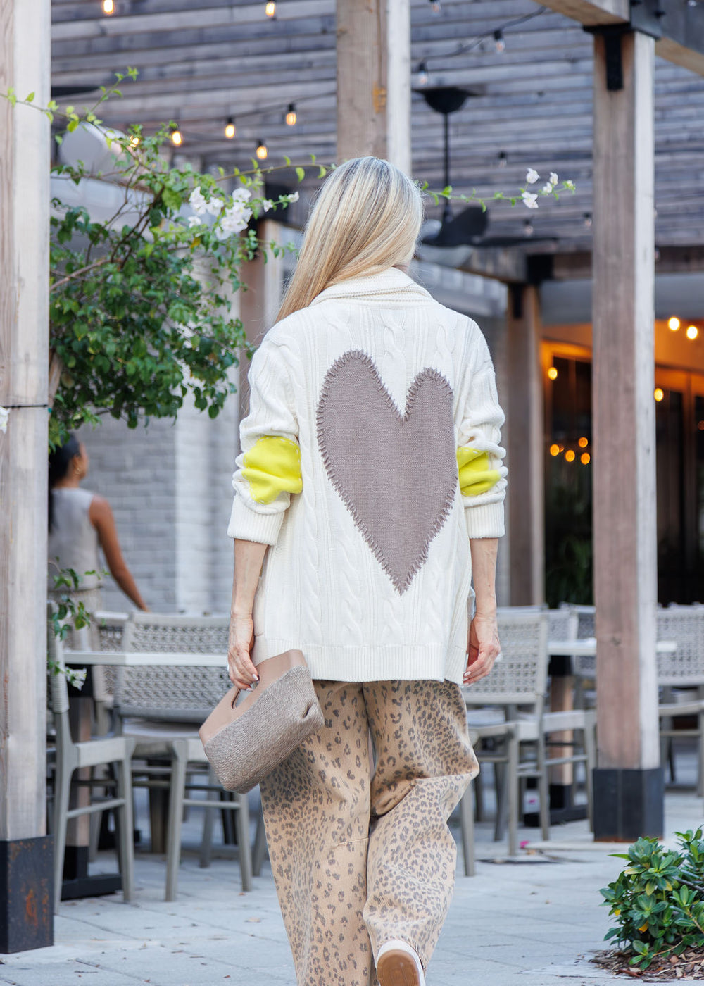 Kerri Rosenthal Shawl Collar Helen Imperfect Heart Cardigan in Natural available at Barbara Katz