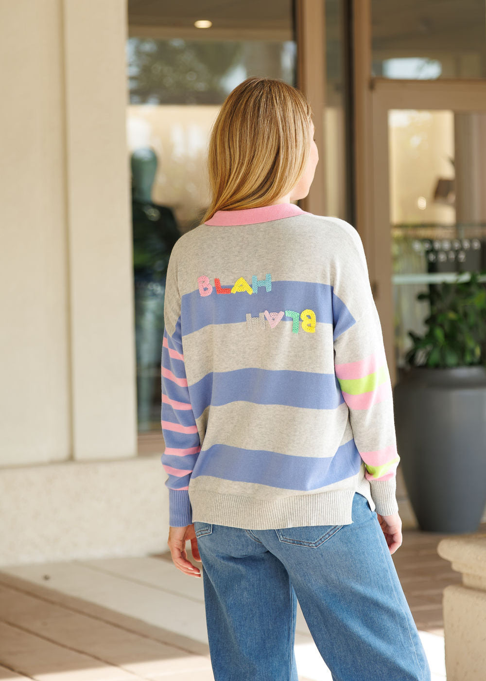 Zaket & Plover Blah Blah Rugby Top in Marl available at Barbara Katz