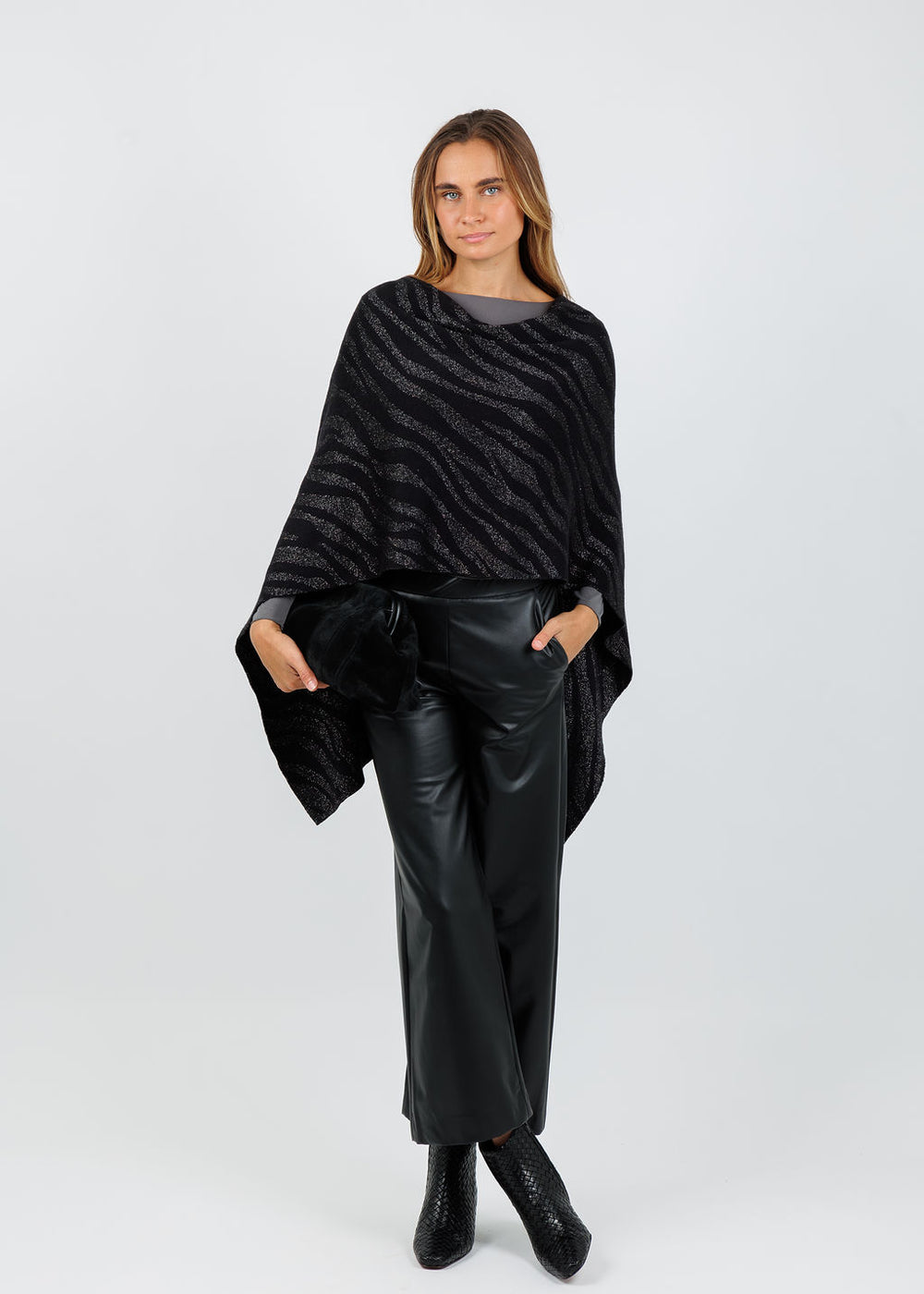 BK Effine Lurex Zebra Topper in Ebony available at Barbara Katz