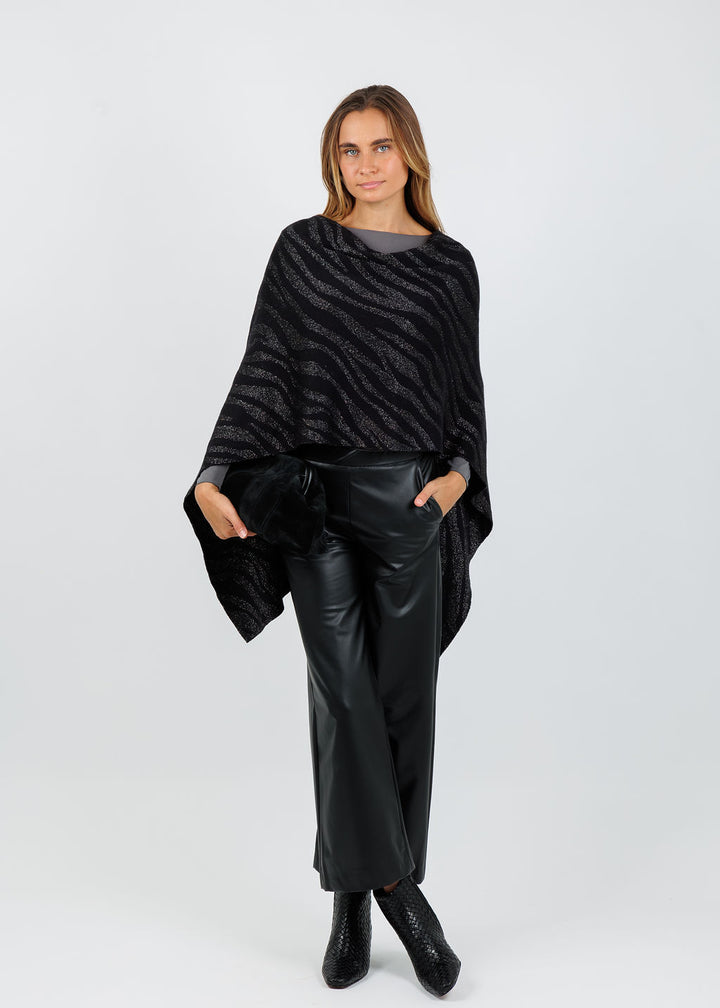 BK Effine Lurex Zebra Topper in Ebony available at Barbara Katz