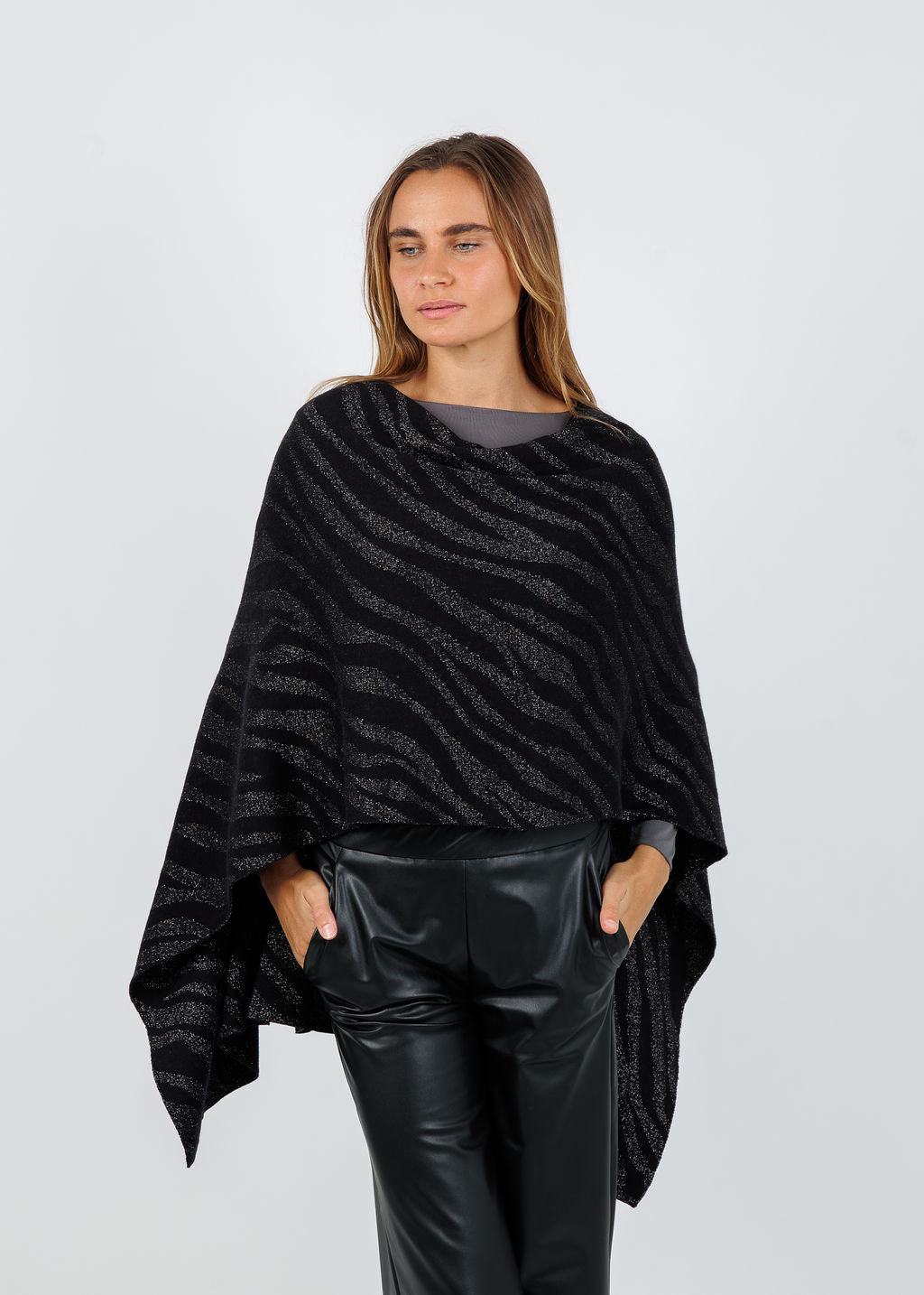 BK Effine Lurex Zebra Topper in Ebony available at Barbara Katz