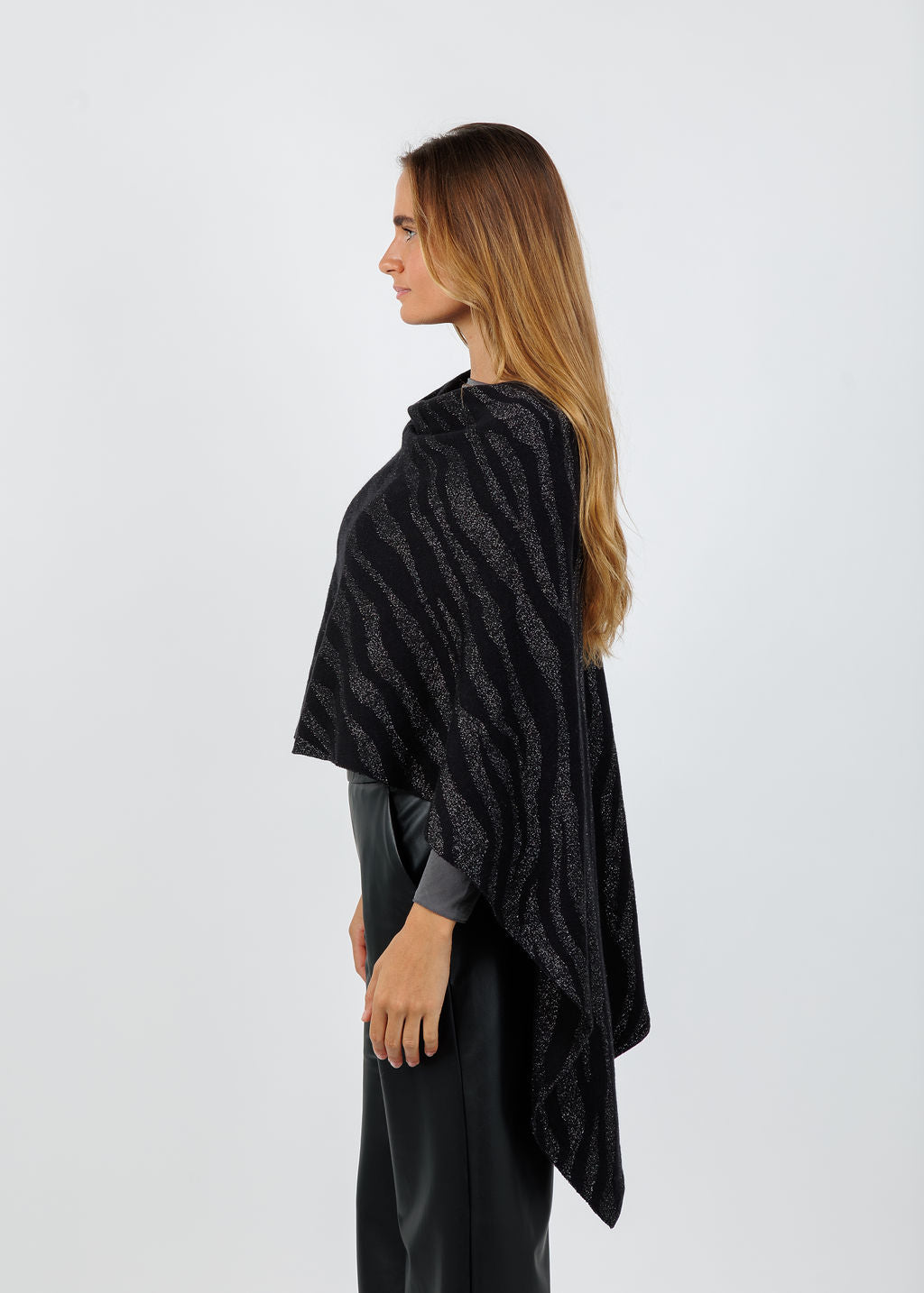 BK Effine Lurex Zebra Topper in Ebony available at Barbara Katz