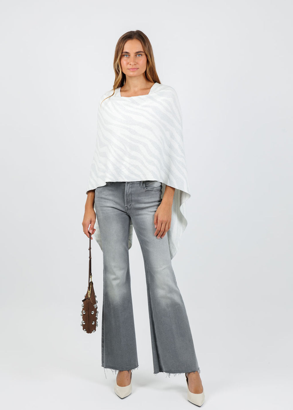 BK Effine Lurex Zebra Topper in White available at Barbara Katz