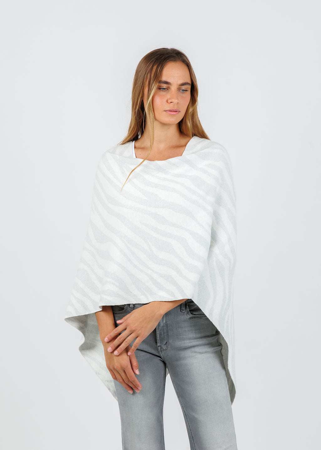 BK Effine Lurex Zebra Topper in White available at Barbara Katz