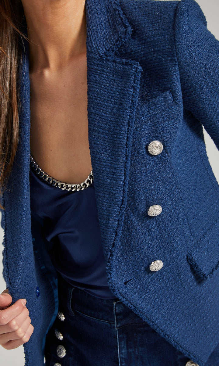 Eliza Tweed Blazer - Oxford Navy