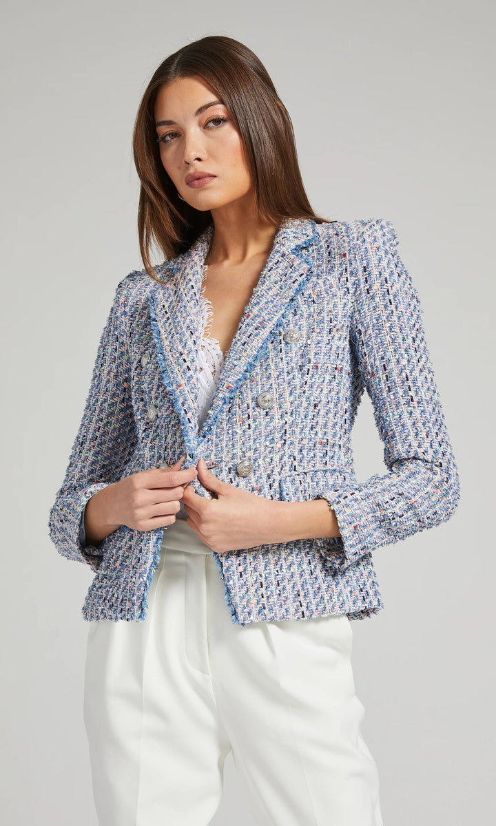 Eliza Tweed Blazer - Pink/Light Blue