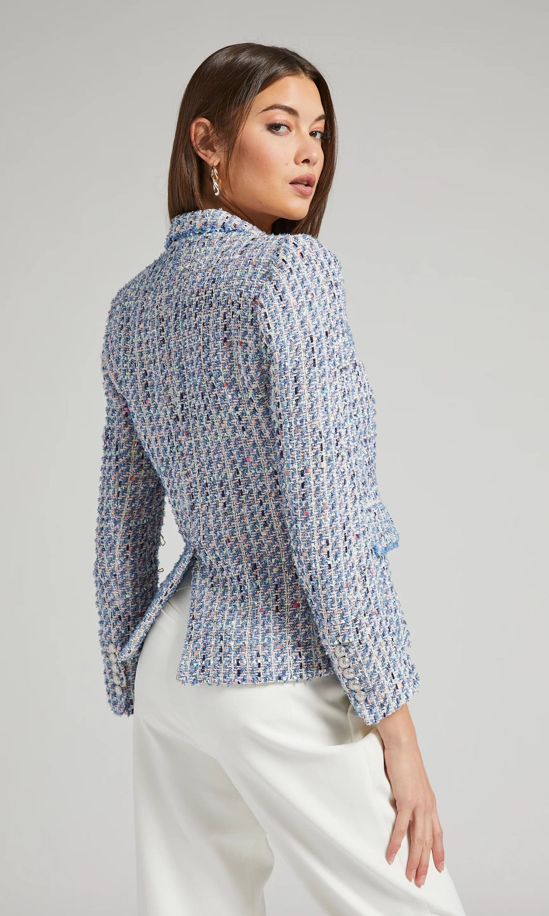 Eliza Tweed Blazer - Pink/Light Blue