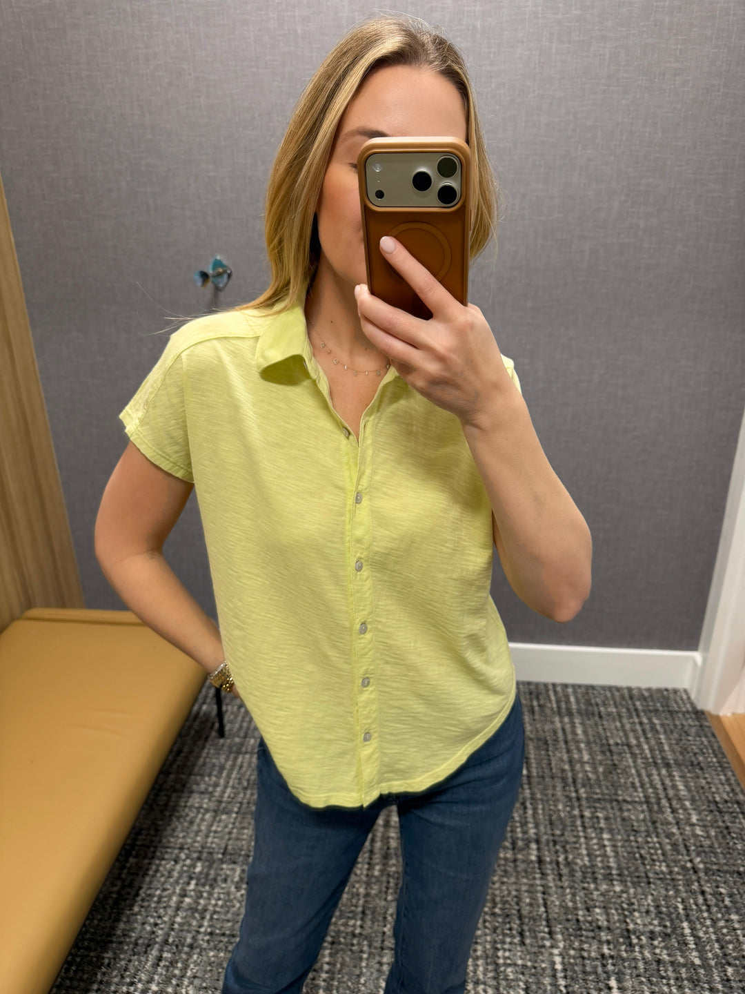 Elliott Lauren Bella Button Front Tee in Mojito available at Barbara Katz