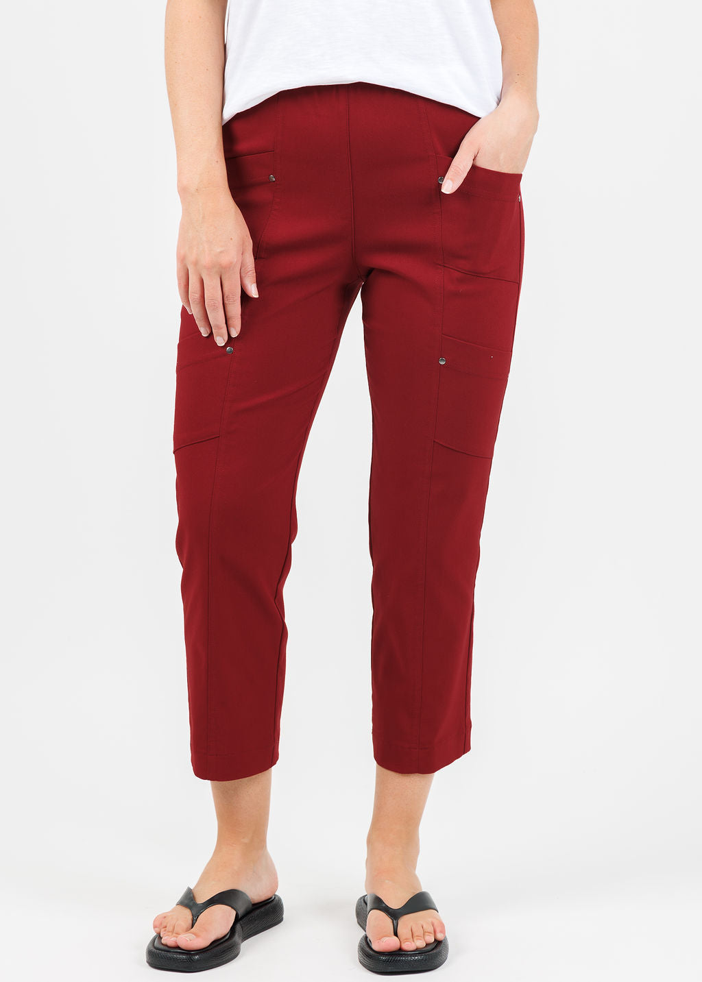 Elliott Lauren FW 25 Crop Cargo Pants in Sangria available at Barbara Katz