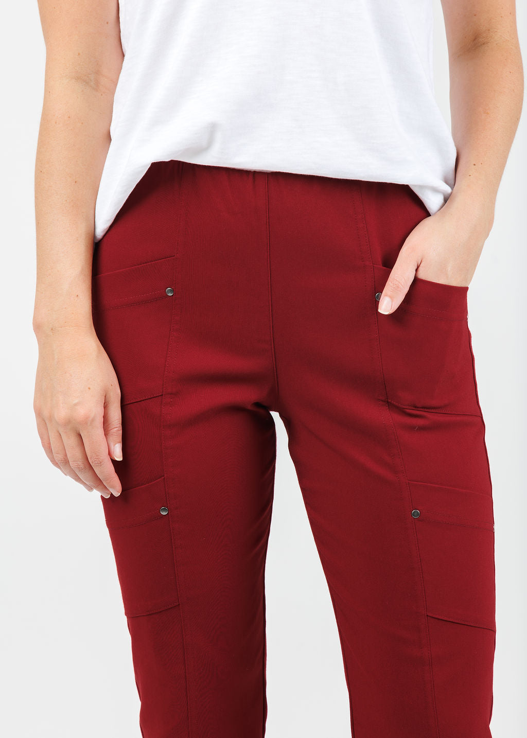  Elliott Lauren FW 25 Crop Cargo Pants in Sangria available at Barbara Katz