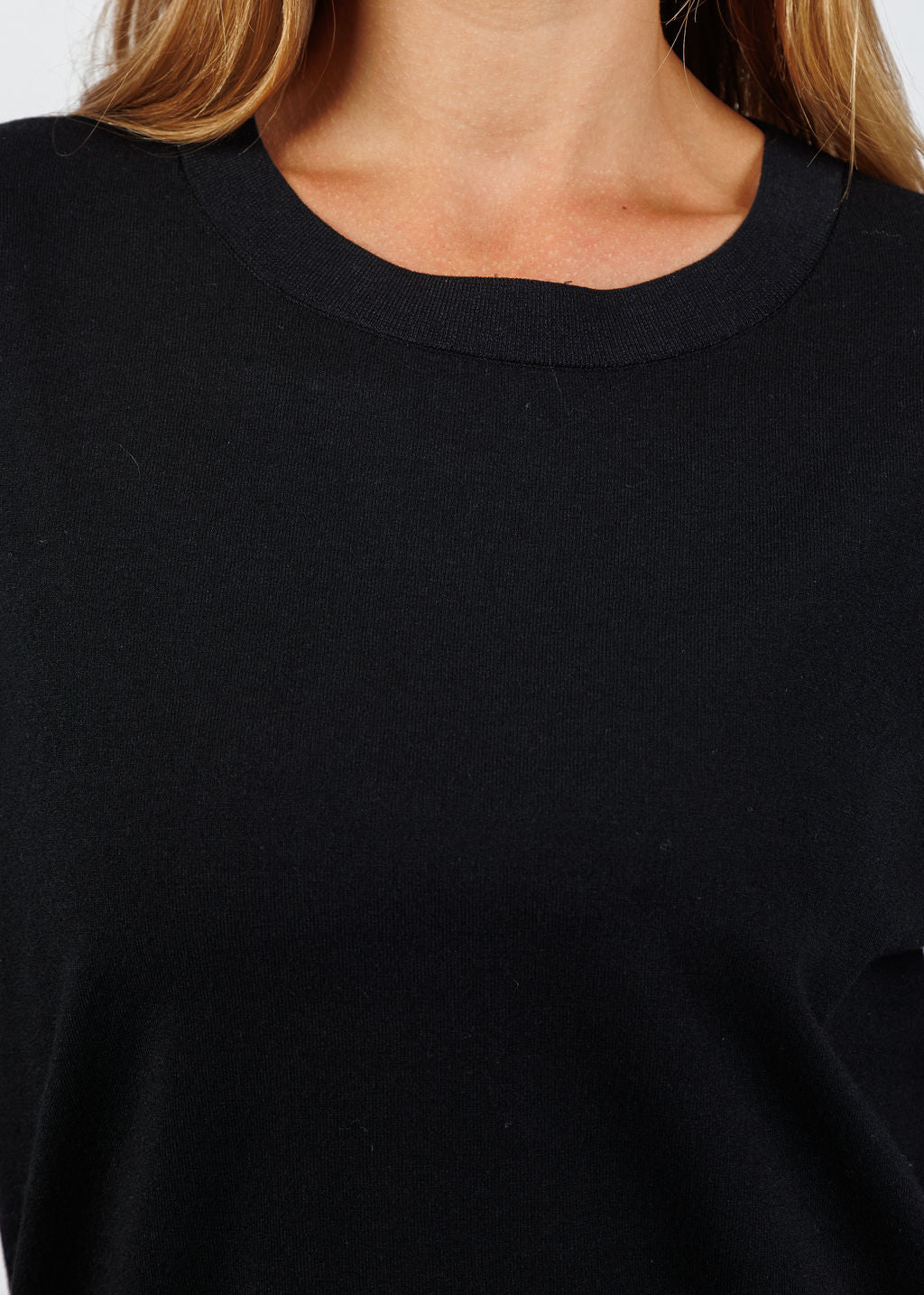 Elliott Lauren Crystal Sleeve Sweater in Black available at Barbara Katz