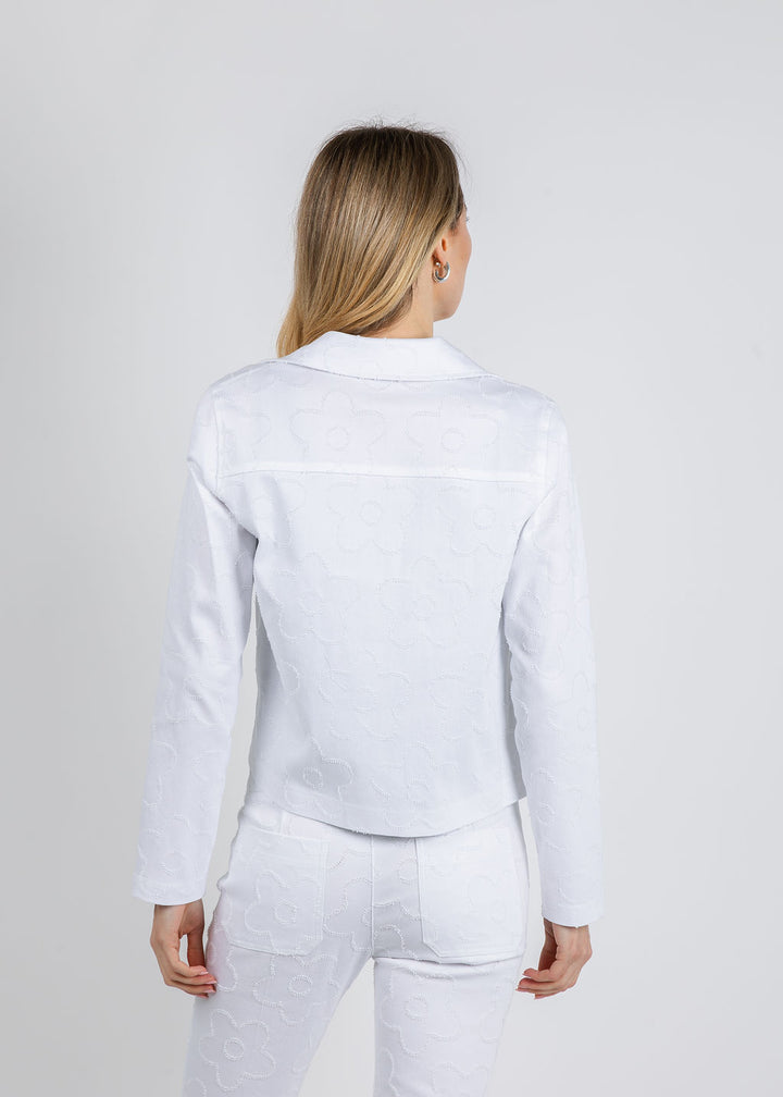 Elliott Lauren Daisy Button Front Jacket in White available at Barbara Katz