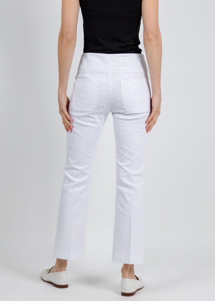 Elliott Lauren Daisy Pull-On Bootcut Pants in White available at Barbara Katz