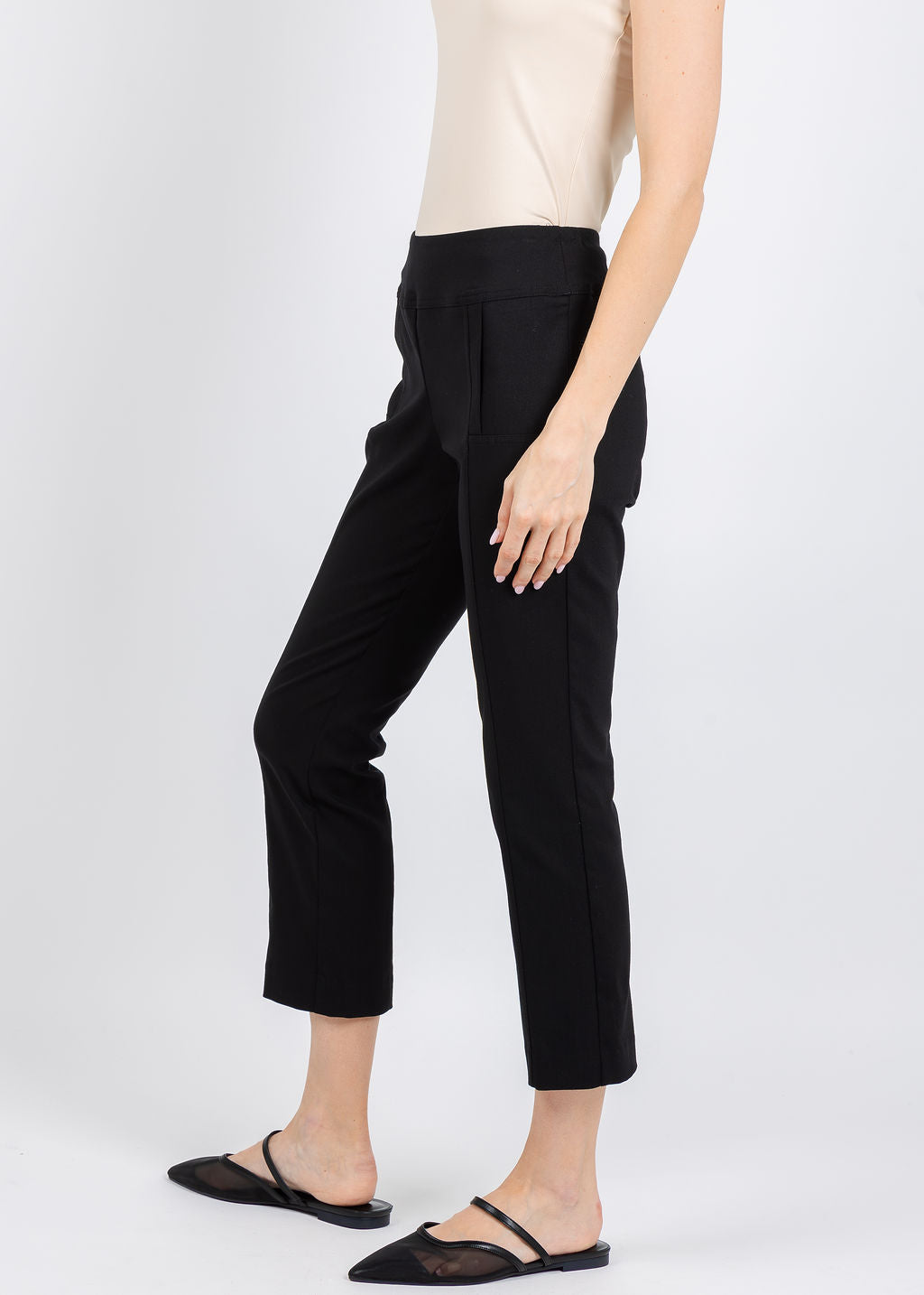 Elliott Lauren 25" Control Stretch Crop Pants in Black available at Barbara Katz