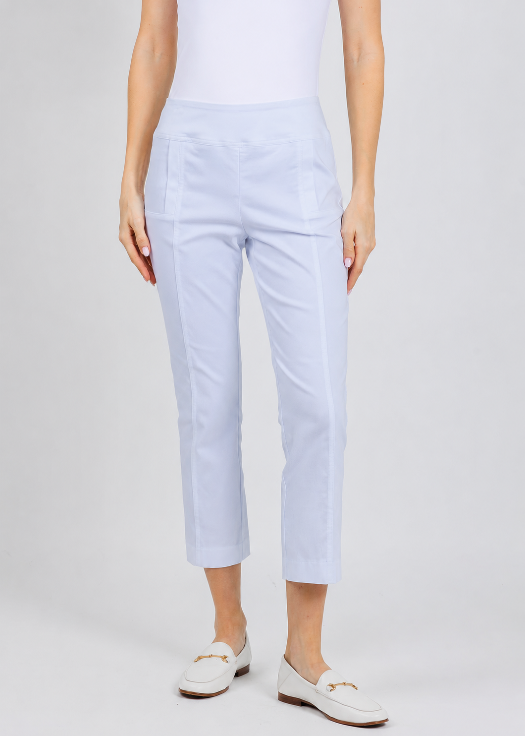 Elliott Lauren 25" Control Stretch Crop Pants in Frost available at Barbara Katz