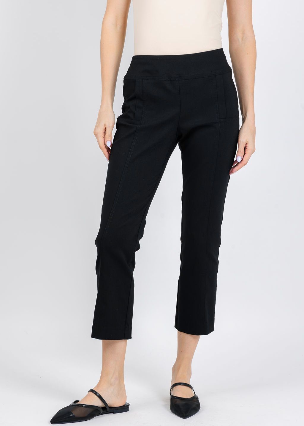 Elliott Lauren 25" Control Stretch Crop Pants in Navy available at Barbara Katz