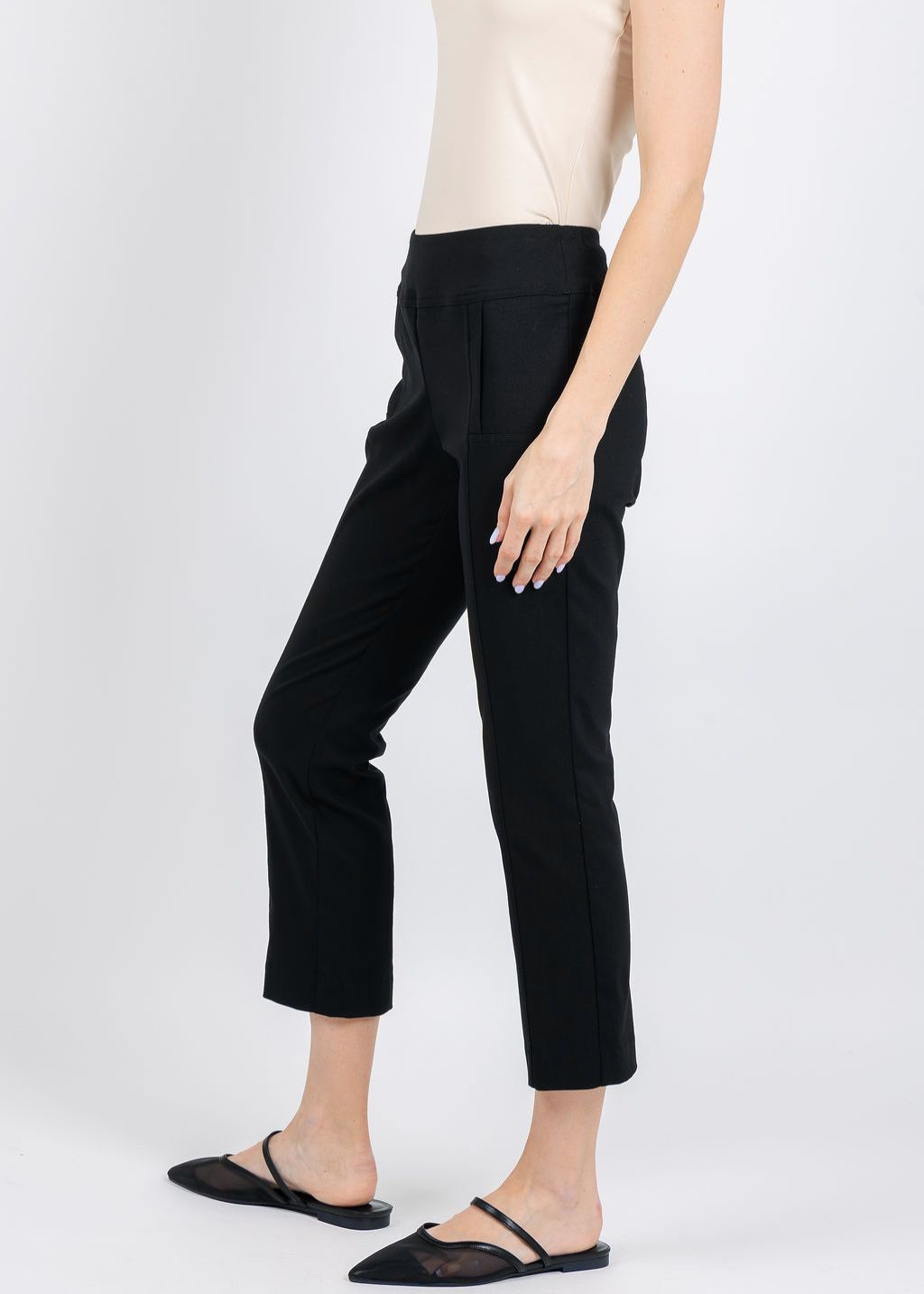 Elliott Lauren 25" Control Stretch Crop Pants in Navy available at Barbara Katz