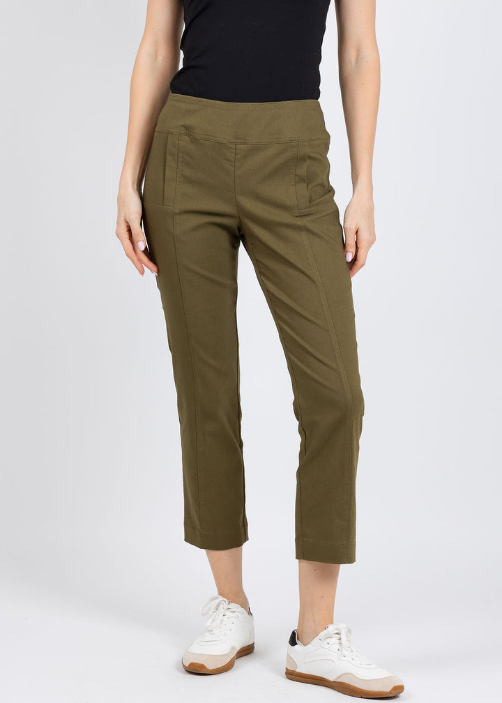 Elliott Lauren 25" Control Stretch Crop Pants in Olive available at Barbara Katz