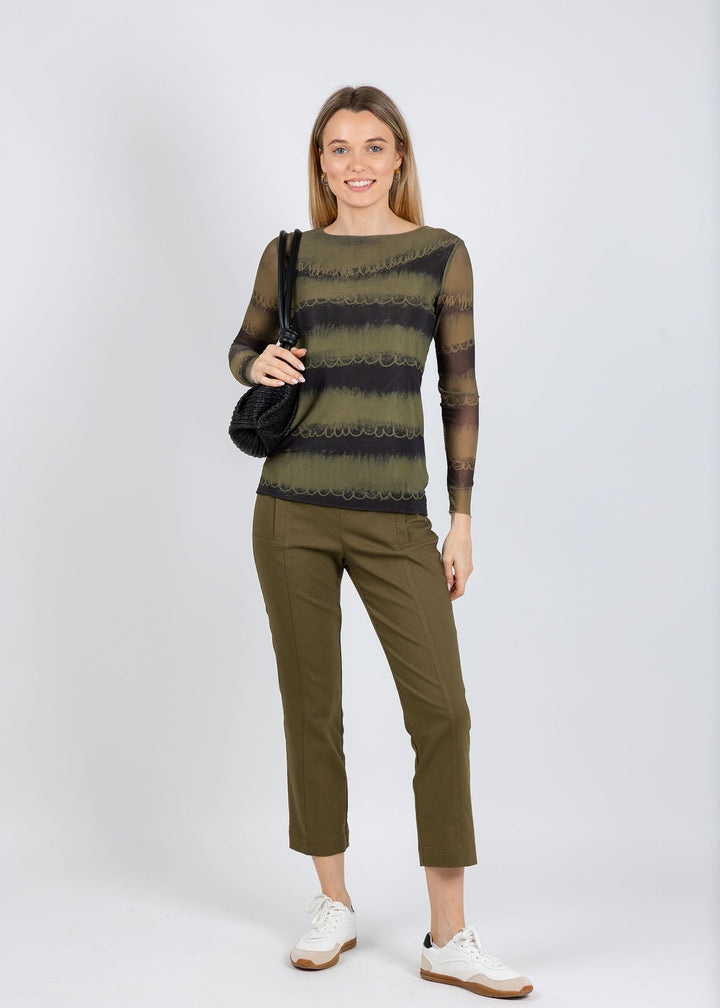 Elliott Lauren 25" Control Stretch Crop Pants in Olive available at Barbara Katz