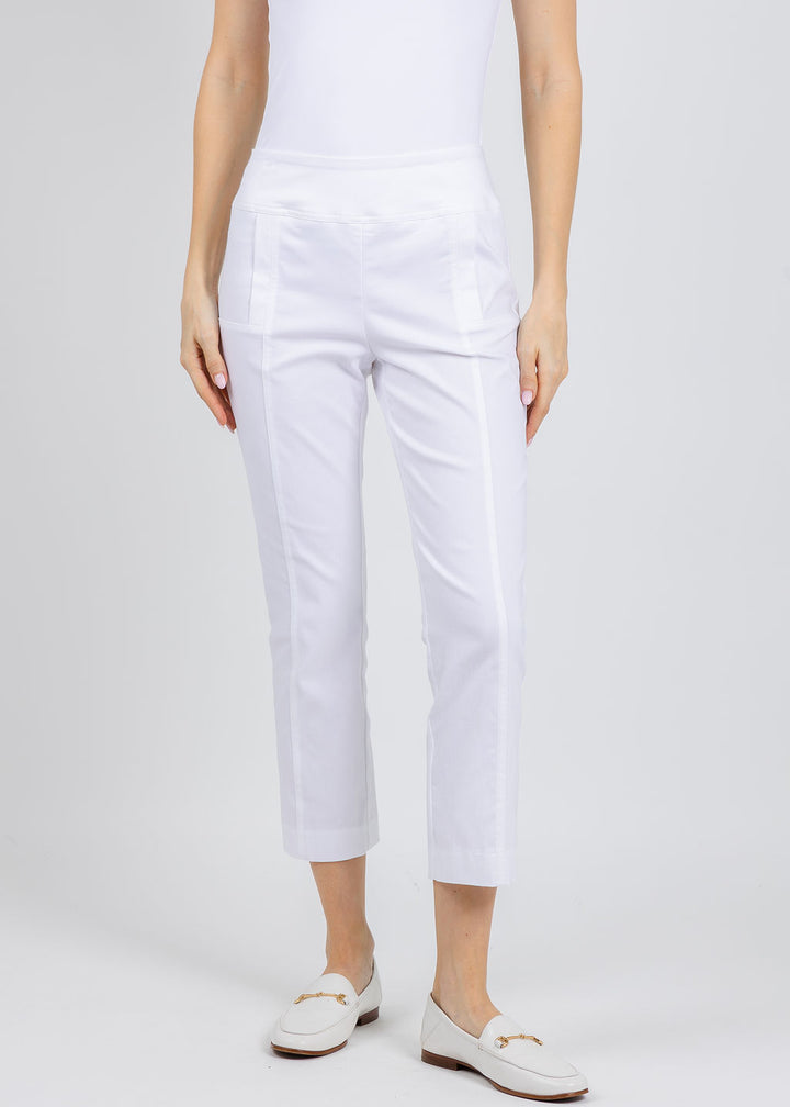 Elliott Lauren 25" Control Stretch Crop Pants in White available at Barbara Katz