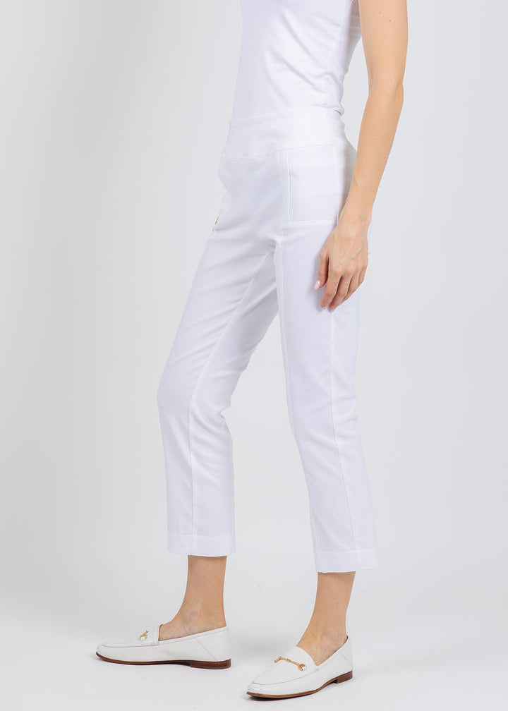 Elliott Lauren 25" Control Stretch Crop Pants in White available at Barbara Katz