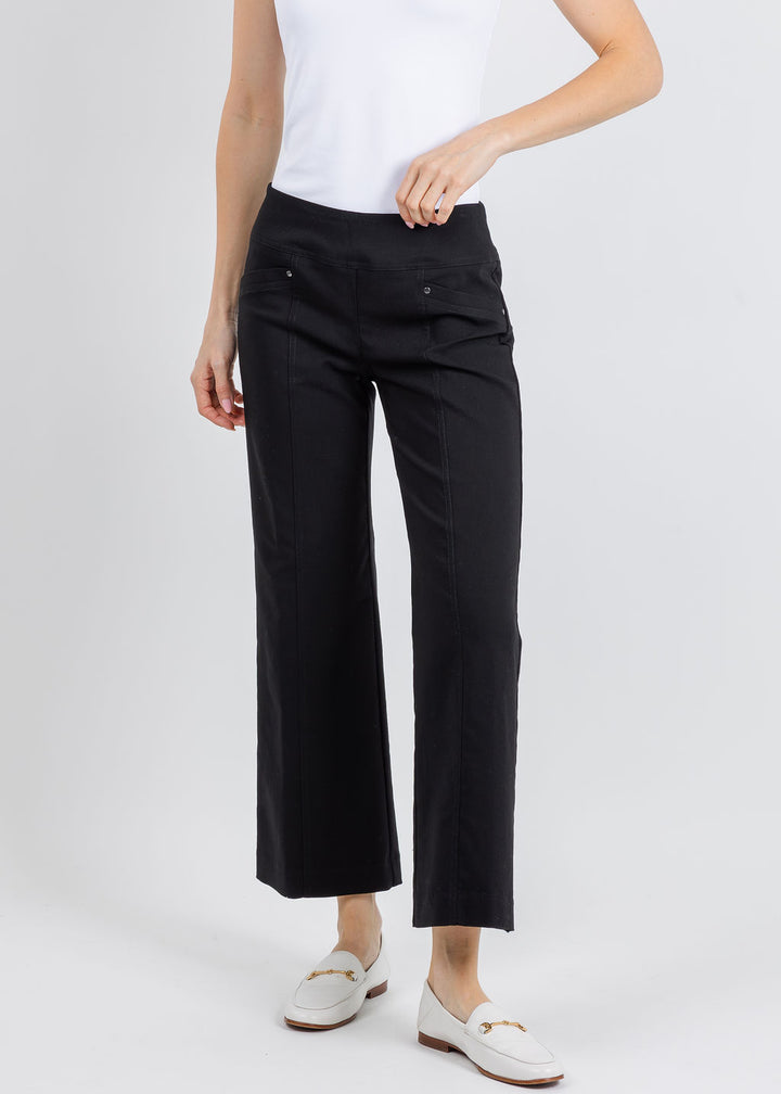 Elliott Lauren 27" Control Stretch Grommet Wide Leg Pants in Black available at Barbara Katz