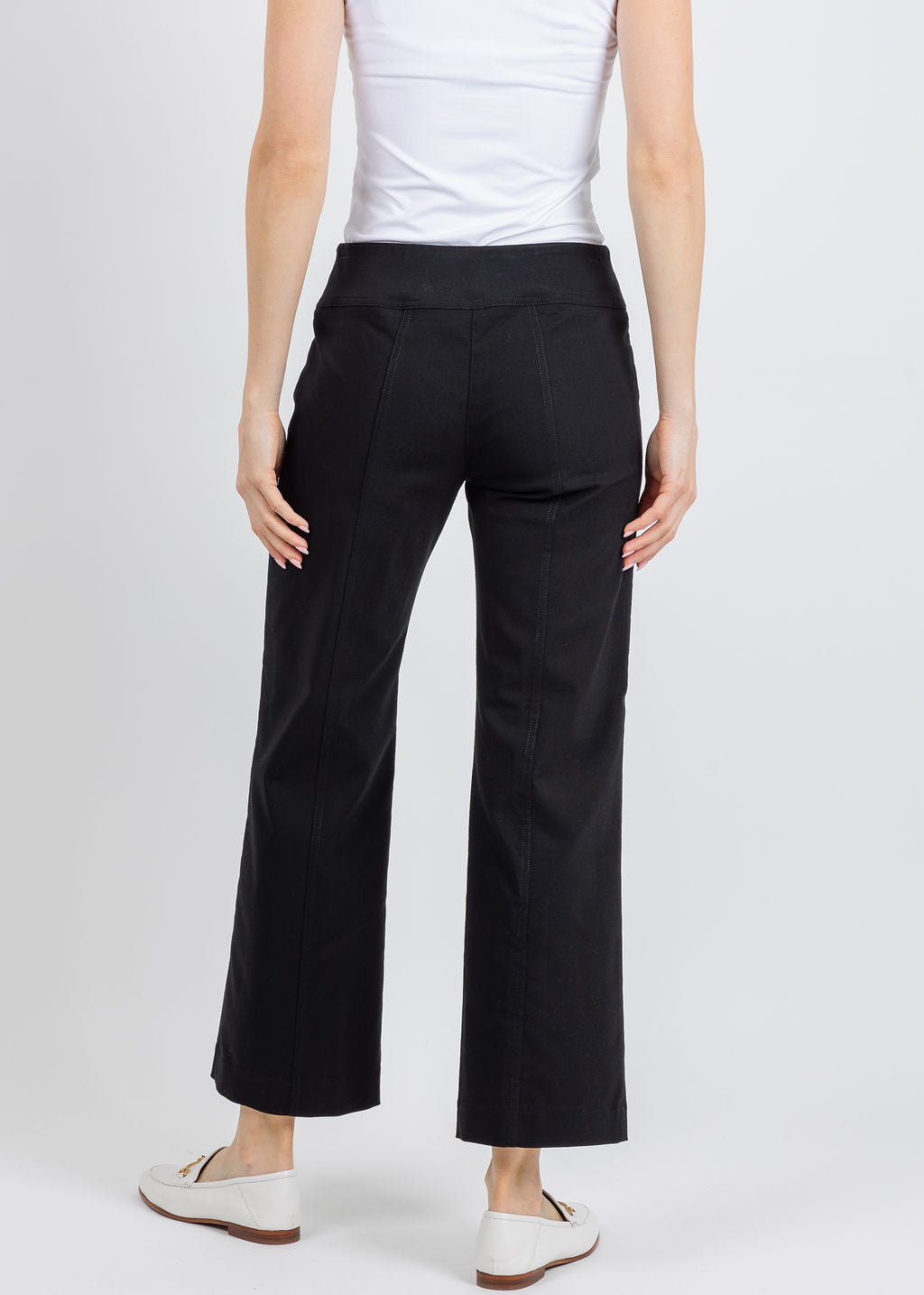 Elliott Lauren 27" Control Stretch Grommet Wide Leg Pants in Black available at Barbara Katz