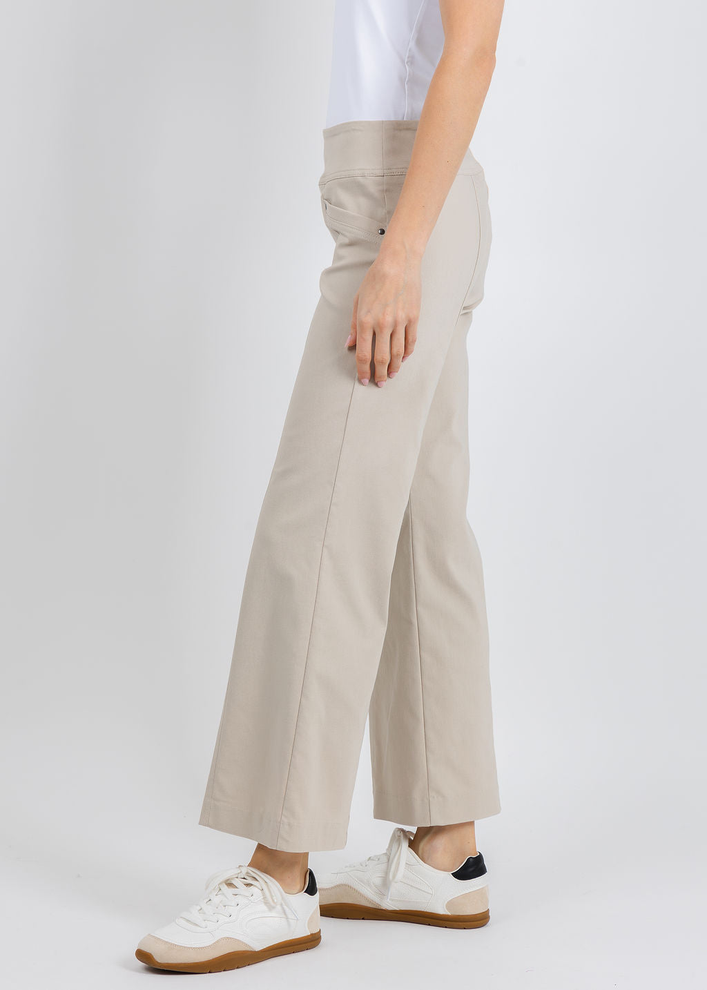 Elliott Lauren 27" Control Stretch Grommet Wide Leg Pants in Chino available at Barbara Katz