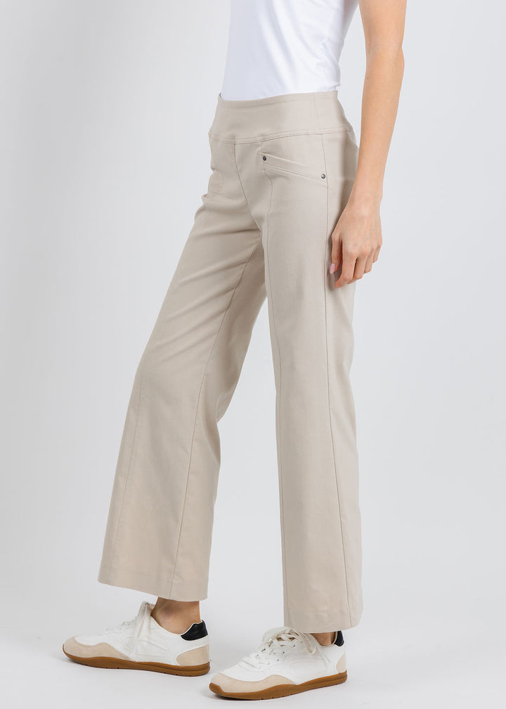 Elliott Lauren 27" Control Stretch Grommet Wide Leg Pants in Chino available at Barbara Katz