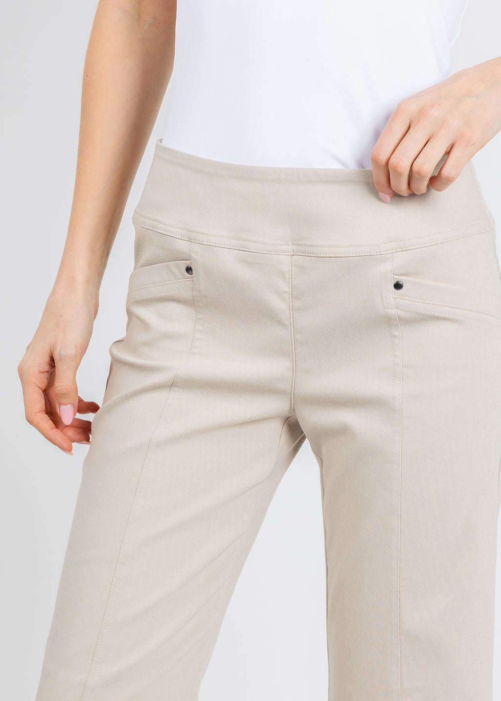 Elliott Lauren 27" Control Stretch Grommet Wide Leg Pants in Chino available at Barbara Katz