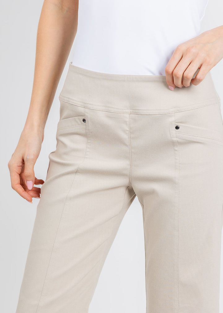 Elliott Lauren 27" Control Stretch Grommet Wide Leg Pants in Chino available at Barbara Katz