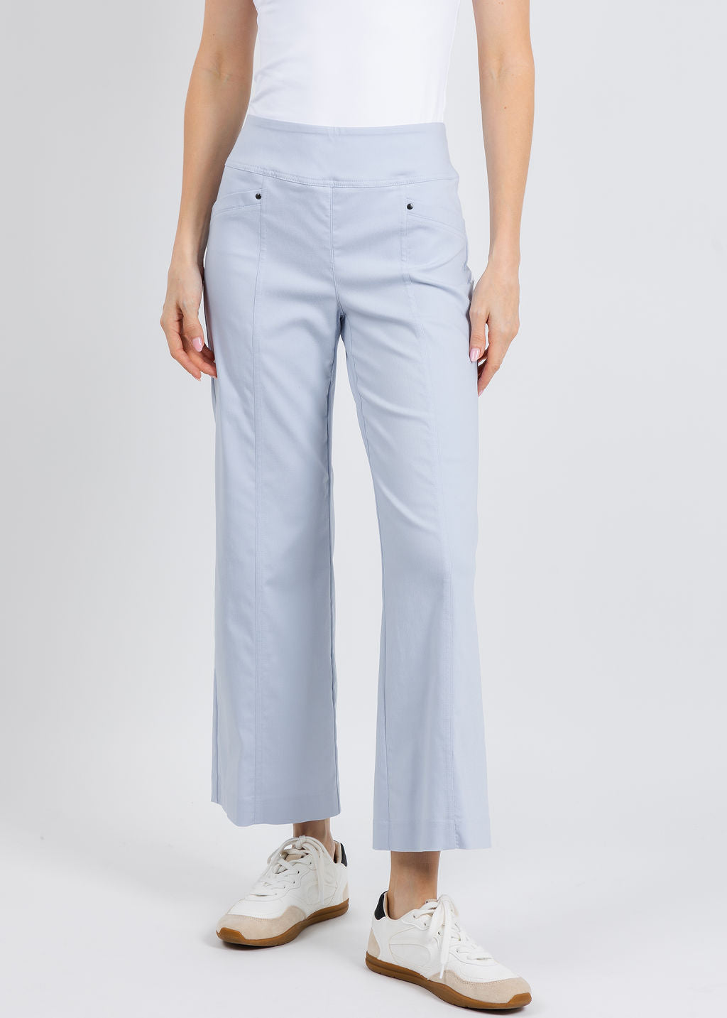 Elliott Lauren 27" Control Stretch Grommet Wide Leg Pants in Frost available at Barbara Katz