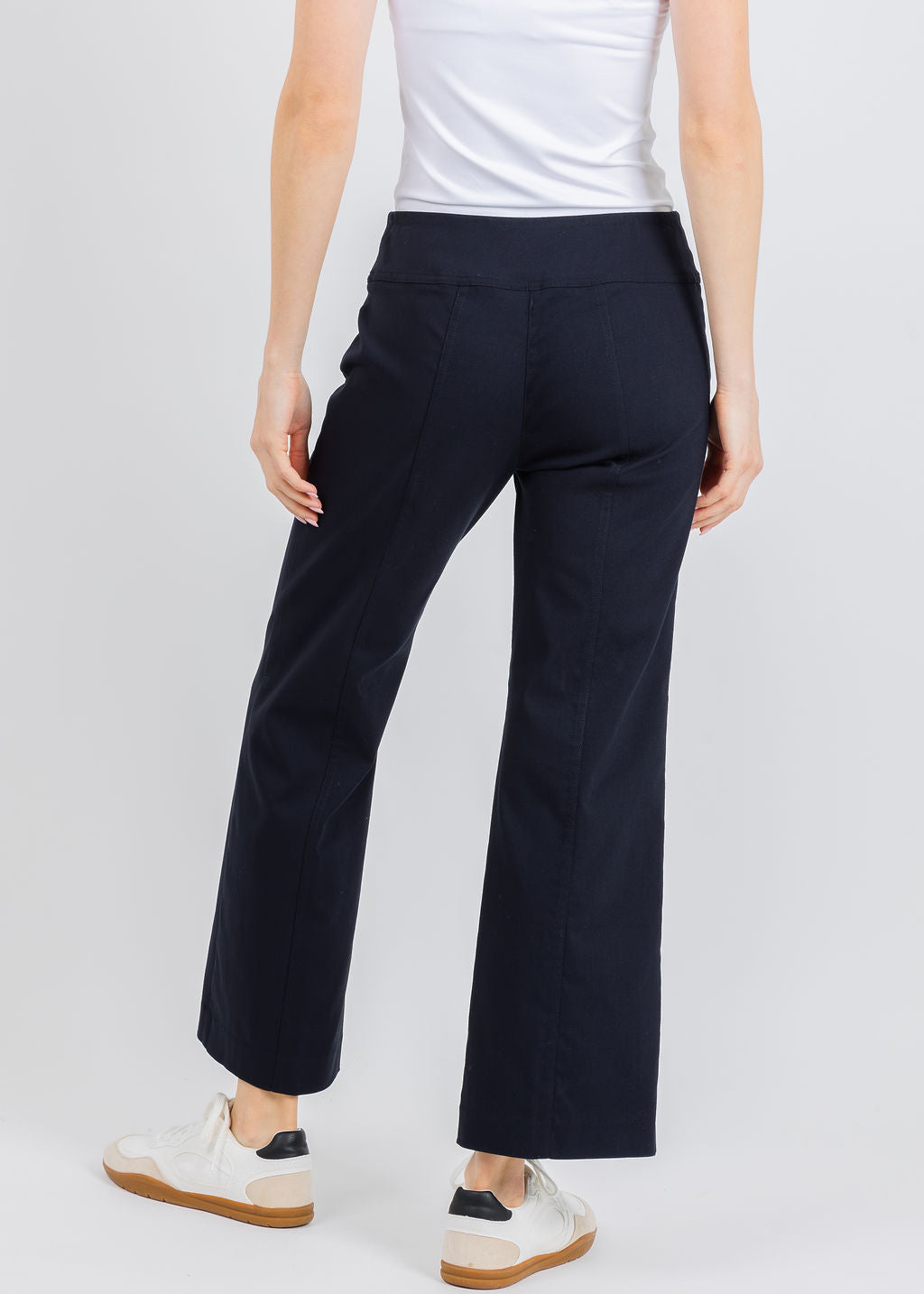 Elliott Lauren 27" Control Stretch Grommet Wide Leg Pants in Navy available at Barbara Katz