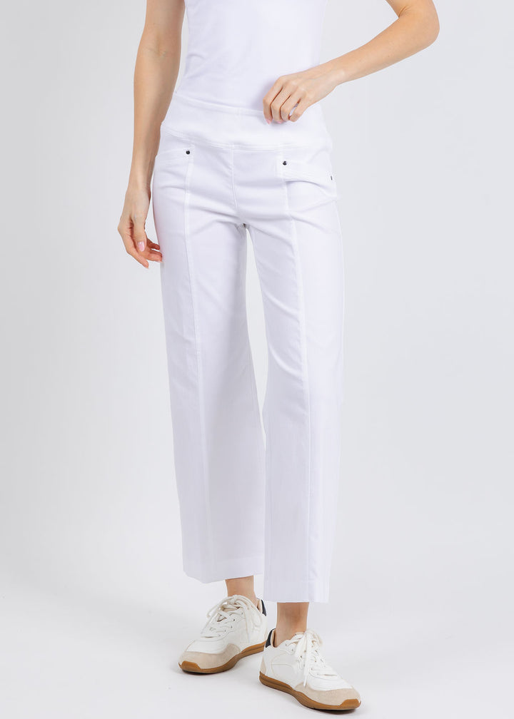 Elliott Lauren 27" Control Stretch Grommet Wide Leg Pants in White available at Barbara Katz