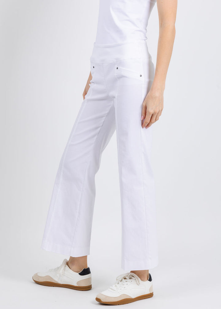 Elliott Lauren 27" Control Stretch Grommet Wide Leg Pants in White available at Barbara Katz