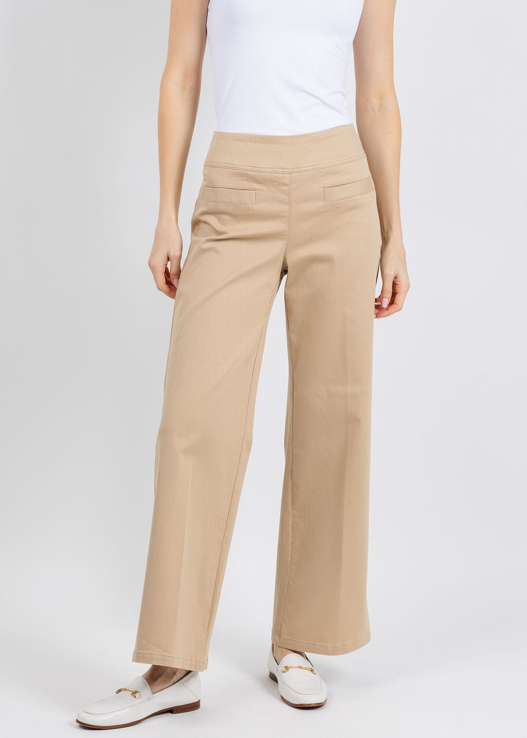 Elliott Lauren 29" Modern Twill Wide Leg Pants in Camel available at Barbara Katz