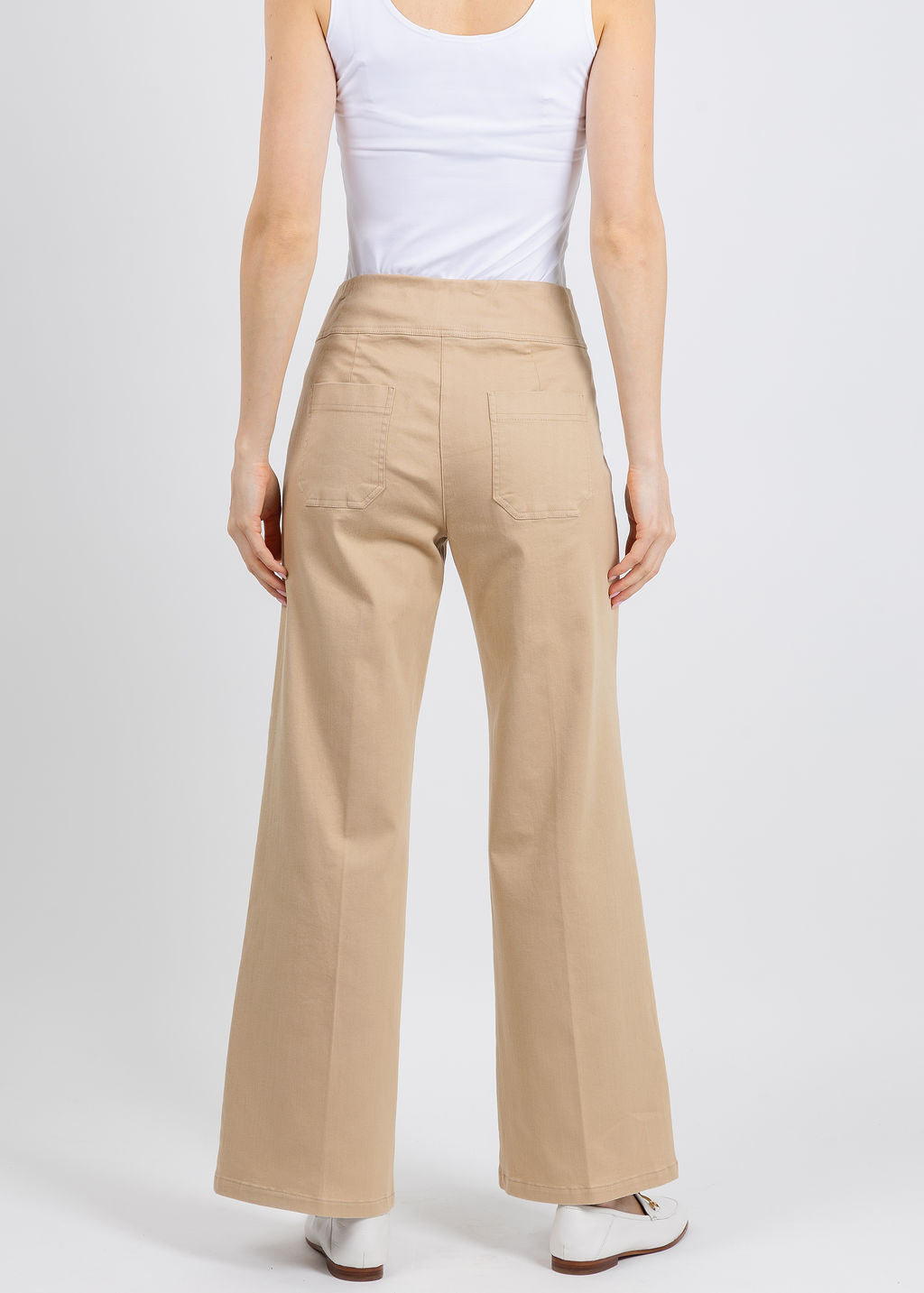 Elliott Lauren 29" Modern Twill Wide Leg Pants in Camel available at Barbara Katz