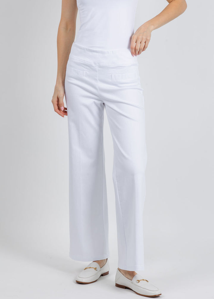 Elliott Lauren 29" Modern Twill Wide Leg Pants in White available at Barbara Katz
