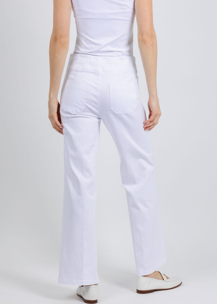 Elliott Lauren 29" Modern Twill Wide Leg Pants in White available at Barbara Katz