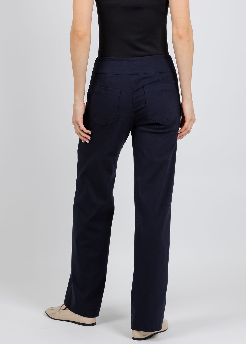 Elliott Lauren 30" Control Stretch Wide Leg Pants in Navy available at Barbara Katz