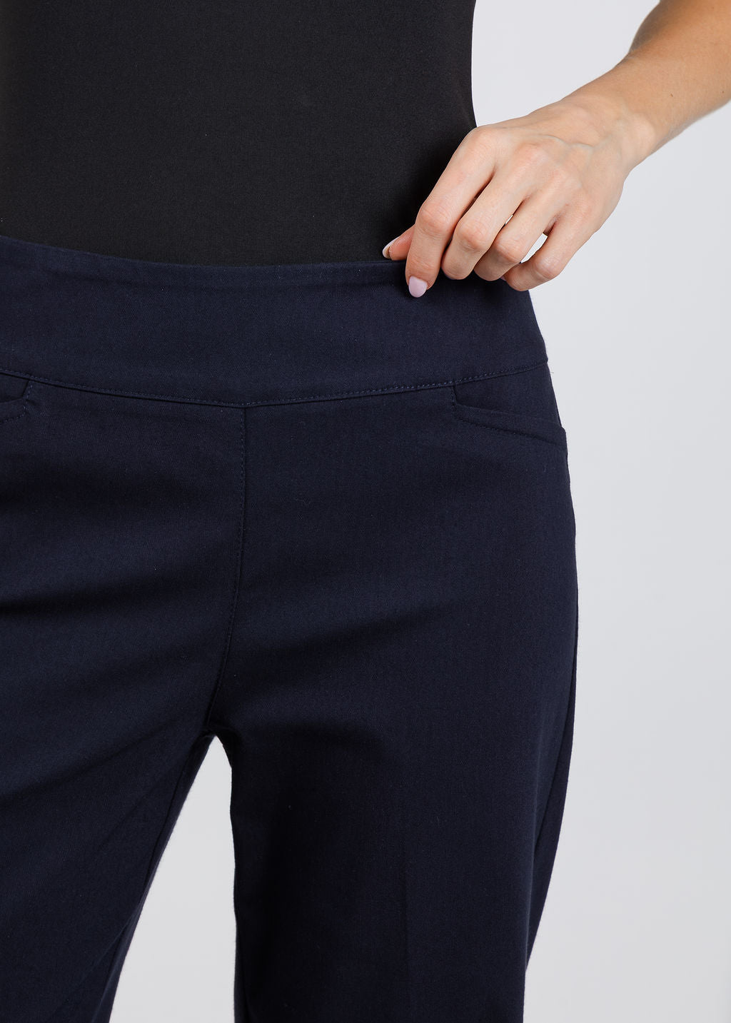 Elliott Lauren 30" Control Stretch Wide Leg Pants in Navy available at Barbara Katz