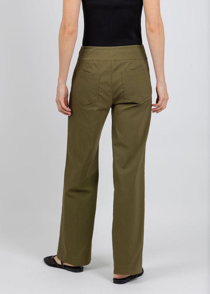 Elliott Lauren 30" Control Stretch Wide Leg Pants in Olive available at Barbara Katz