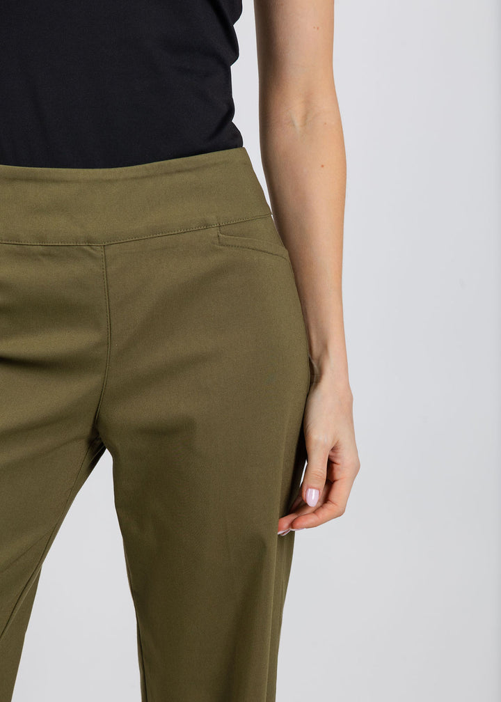 Elliott Lauren 30" Control Stretch Wide Leg Pants in Olive available at Barbara Katz