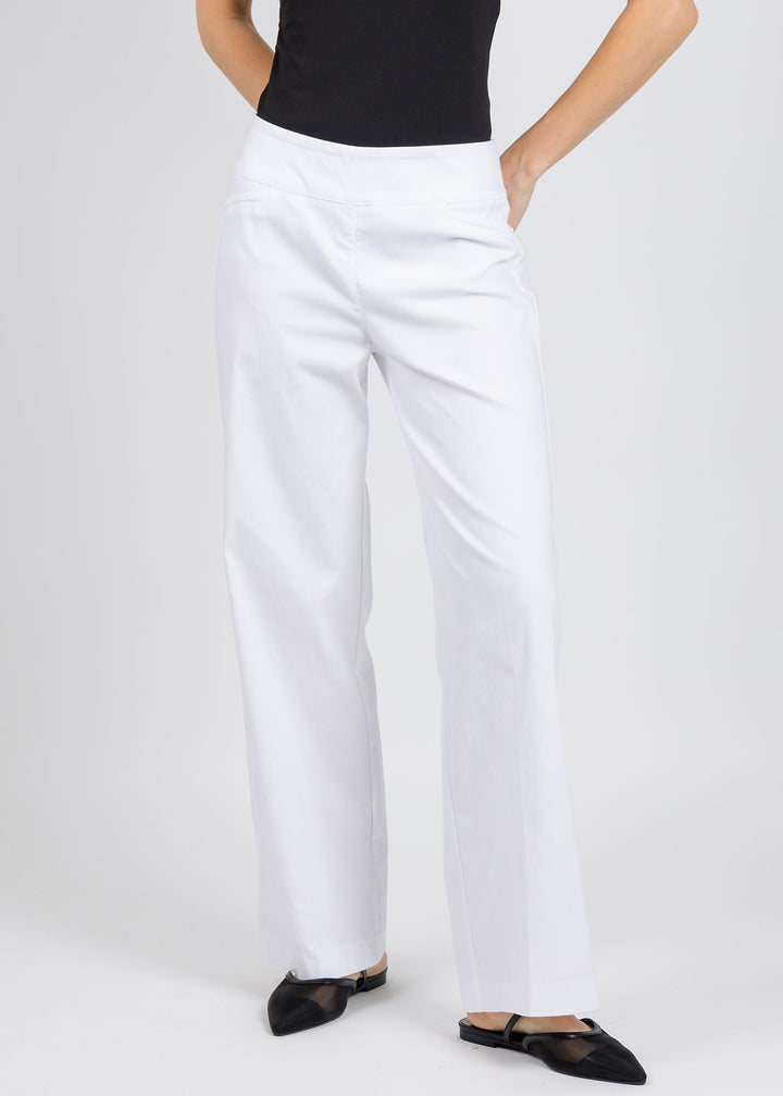 Elliott Lauren 30" Control Stretch Wide Leg Pants in White available at Barbara Katz