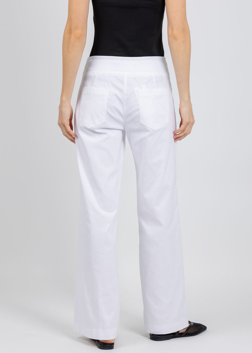 Elliott Lauren 30" Control Stretch Wide Leg Pants in White available at Barbara Katz
