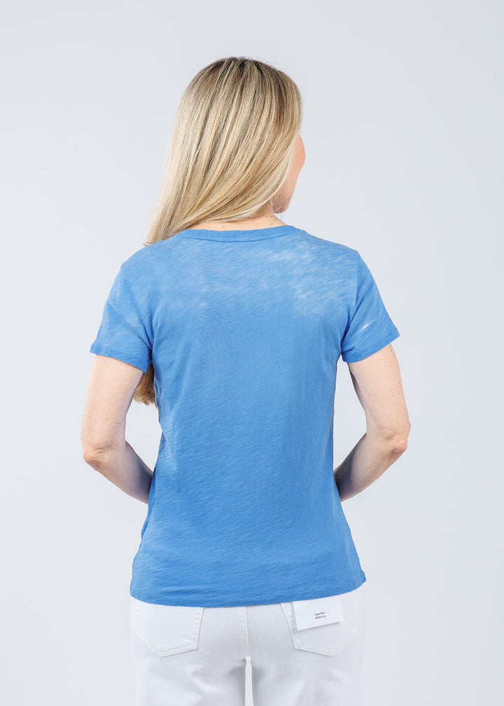 Elliott Lauren Acid Wash Tee in Blue available at Barbara Katz
