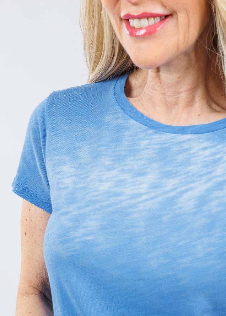 Elliott Lauren Acid Wash Tee in Blue available at Barbara Katz